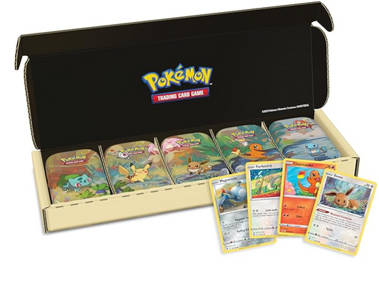 Pokémon TCG: Kanto Friends Mini Tin 5-Pack Bundle (10 Booster Packs, 5 Coins, 5 Art Cards)